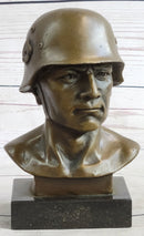 Unknown German Soldier Bronze Bust WW1 WW2 6" x 4"