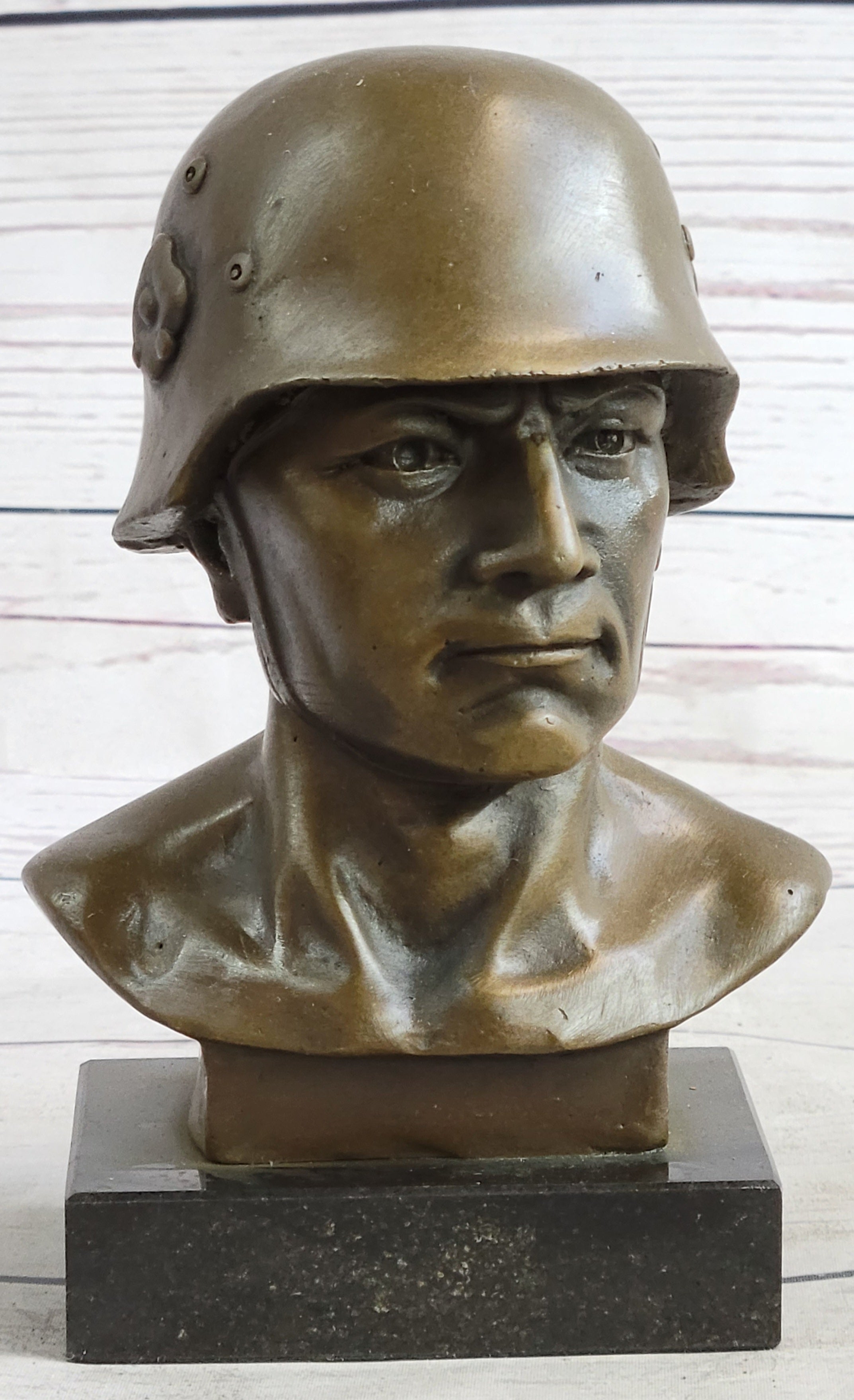 Unknown German Soldier Bronze Bust WW1 WW2 6" x 4"