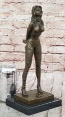 Bronze Bondage Sculpture – Erotic Female Figure in Thigh-High Boots