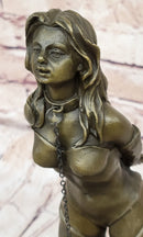 Bronze Bondage Sculpture – Erotic Female Figure in Thigh-High Boots