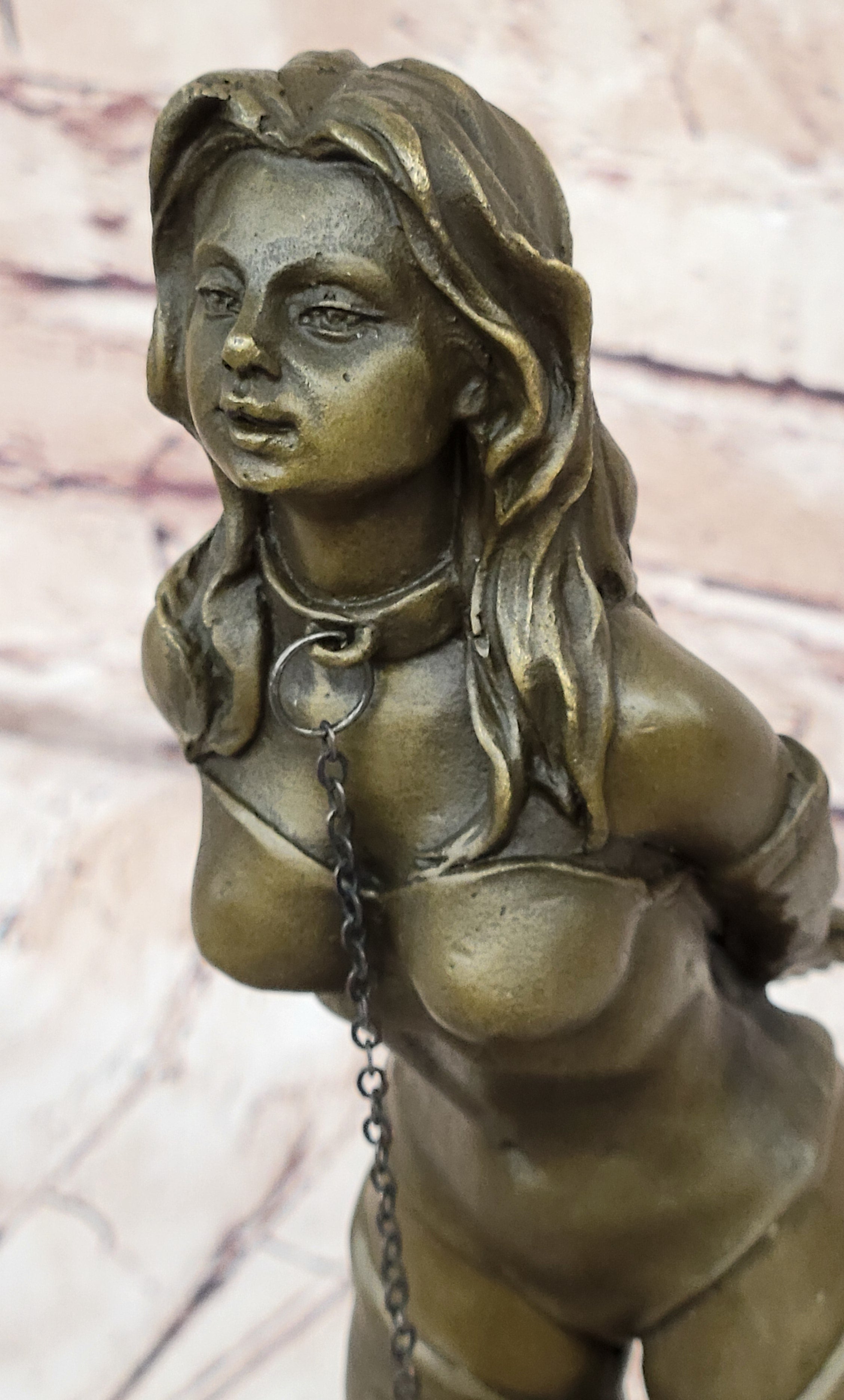 Bronze Bondage Sculpture – Erotic Female Figure in Thigh-High Boots