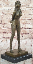 Bronze Bondage Sculpture – Erotic Female Figure in Thigh-High Boots