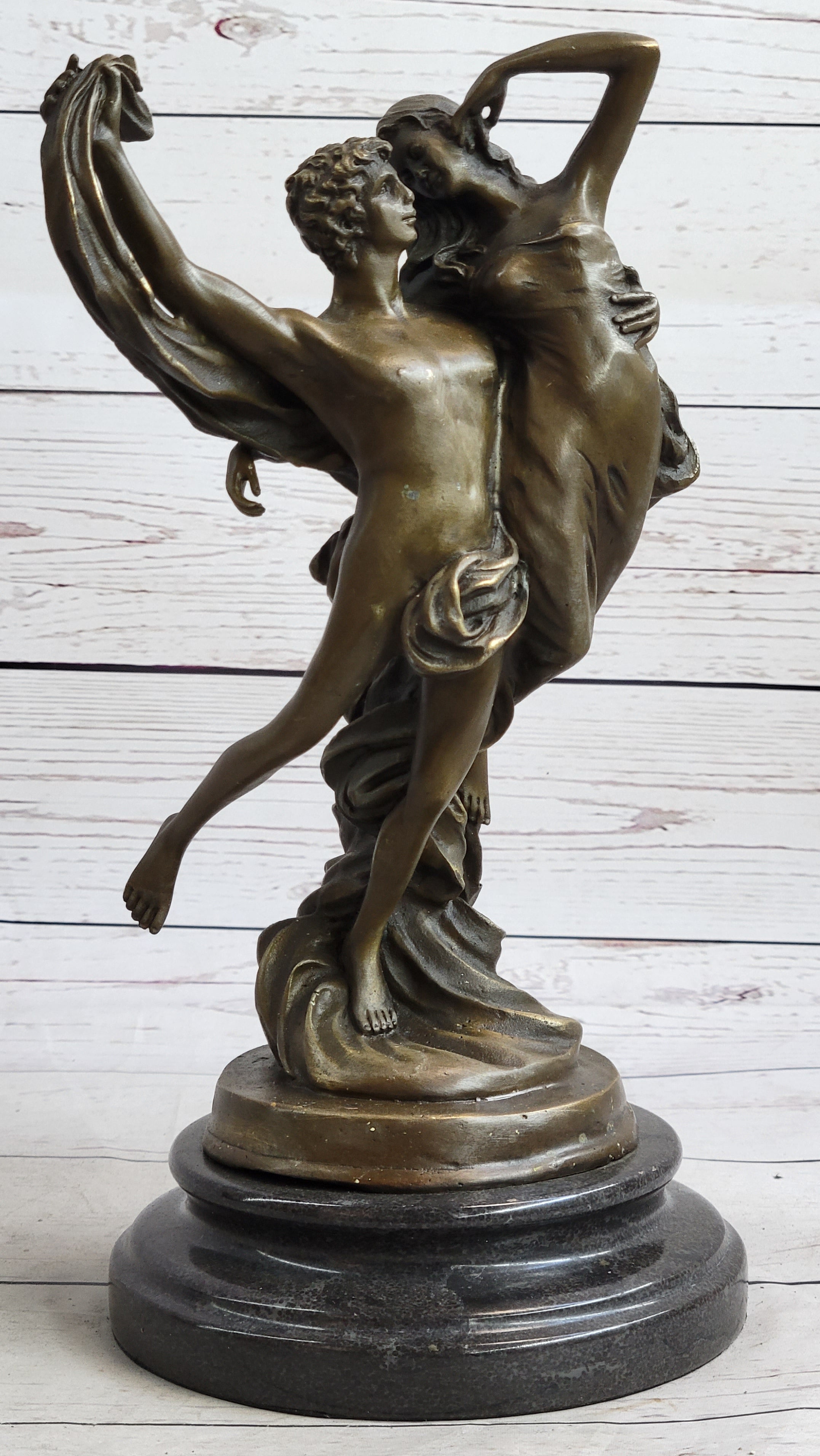 Romantic Nude Lovers Floating Bronze Sculpture Statue Love Romance Angels by Marioton