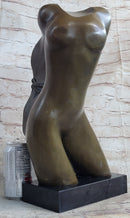 Abstract Surrealist Nude Female Torso Bust Bronze Metal Statue Sculpture Figure Marble Base Original Art