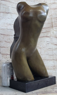 Abstract Surrealist Nude Female Torso Bust Bronze Metal Statue Sculpture Figure Marble Base Original Art