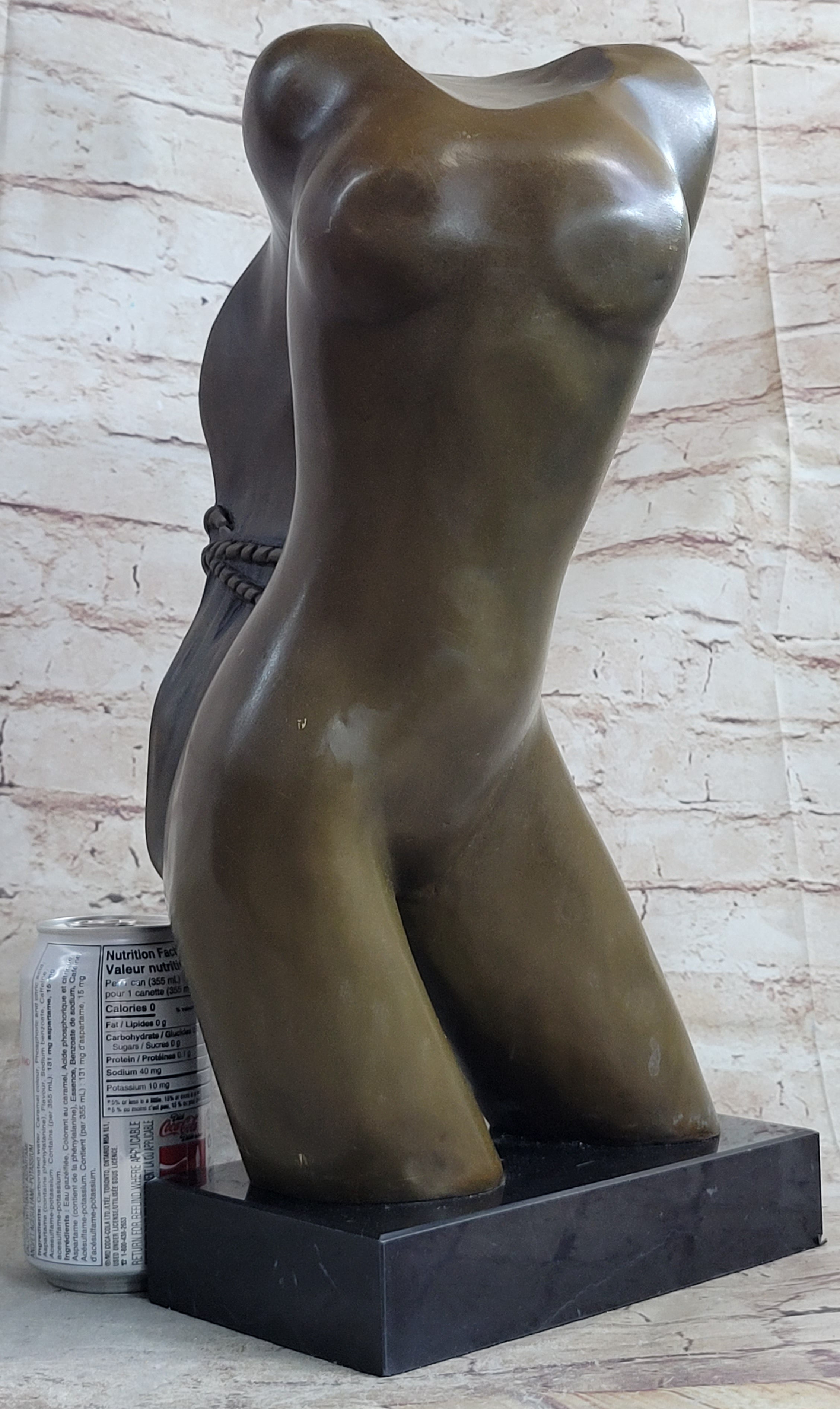 Abstract Surrealist Nude Female Torso Bust Bronze Metal Statue Sculpture Figure Marble Base Original Art