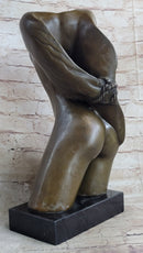 Abstract Surrealist Nude Female Torso Bust Bronze Metal Statue Sculpture Figure Marble Base Original Art