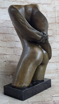 Abstract Surrealist Nude Female Torso Bust Bronze Metal Statue Sculpture Figure Marble Base Original Art