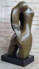 Abstract Surrealist Nude Female Torso Bust Bronze Metal Statue Sculpture Figure Marble Base Original Art