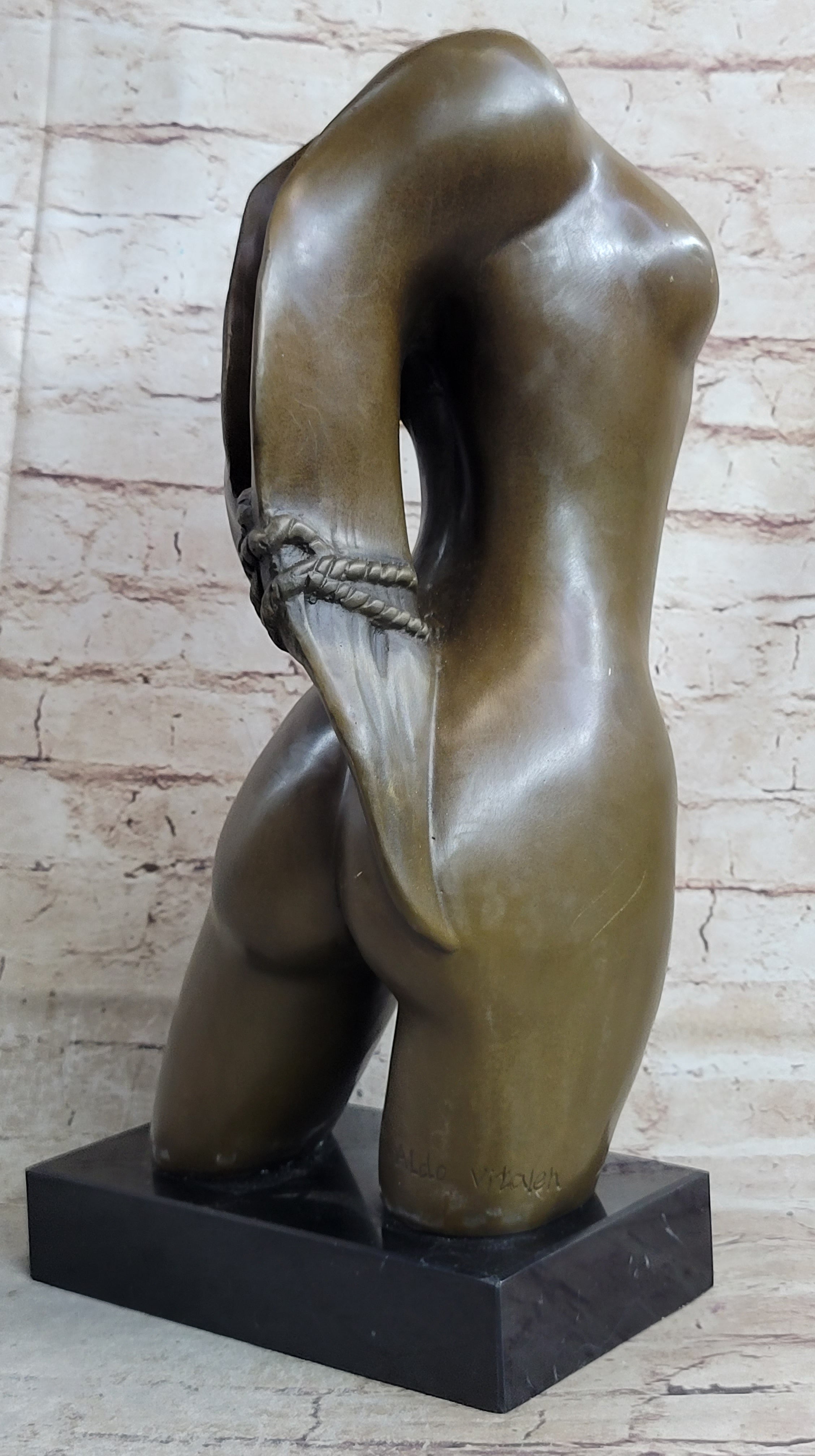 Abstract Surrealist Nude Female Torso Bust Bronze Metal Statue Sculpture Figure Marble Base Original Art