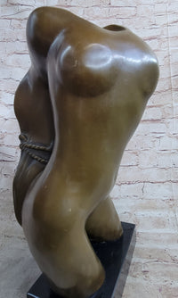 Abstract Surrealist Nude Female Torso Bust Bronze Metal Statue Sculpture Figure Marble Base Original Art