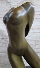 Abstract Surrealist Nude Female Torso Bust Bronze Metal Statue Sculpture Figure Marble Base Original Art
