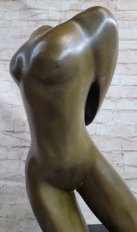 Abstract Surrealist Nude Female Torso Bust Bronze Metal Statue Sculpture Figure Marble Base Original Art