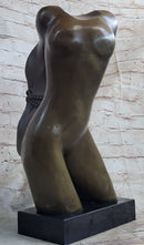 Abstract Surrealist Nude Female Torso Bust Bronze Metal Statue Sculpture Figure Marble Base Original Art