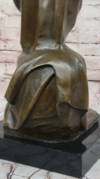 Bronze Sculpture of Woman Adjusting Dress on Marble Base