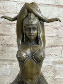 Lady Yoga Meditation Bronze Sculpture Art Deco Marble Base