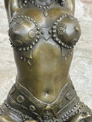 Lady Yoga Meditation Bronze Sculpture Art Deco Marble Base