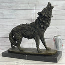 Extra Large Wild Animal Life Wolf Dog Bronze Sculpture