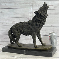 Extra Large Wild Animal Life Wolf Dog Bronze Sculpture