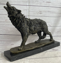 Extra Large Wild Animal Life Wolf Dog Bronze Sculpture