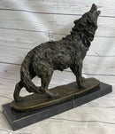 Extra Large Wild Animal Life Wolf Dog Bronze Sculpture