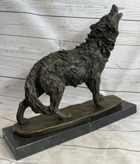 Extra Large Wild Animal Life Wolf Dog Bronze Sculpture