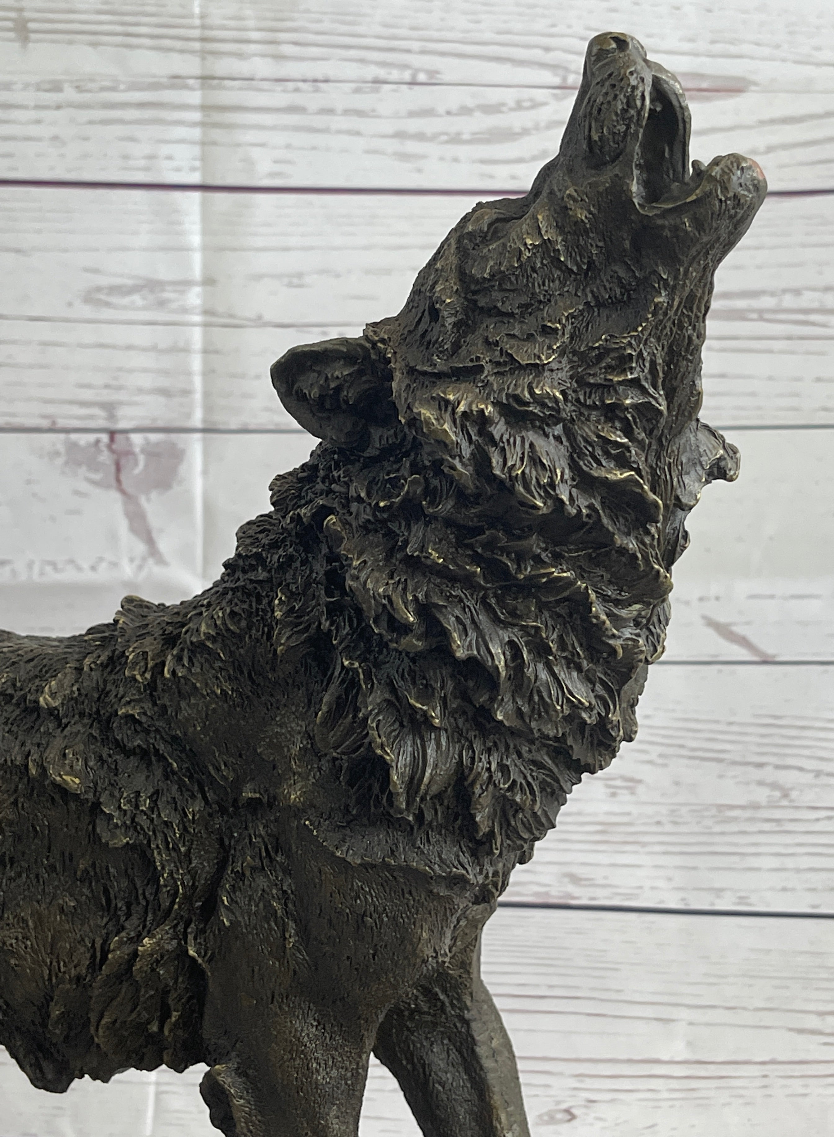 Extra Large Wild Animal Life Wolf Dog Bronze Sculpture