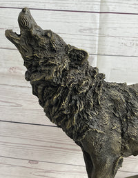 Extra Large Wild Animal Life Wolf Dog Bronze Sculpture