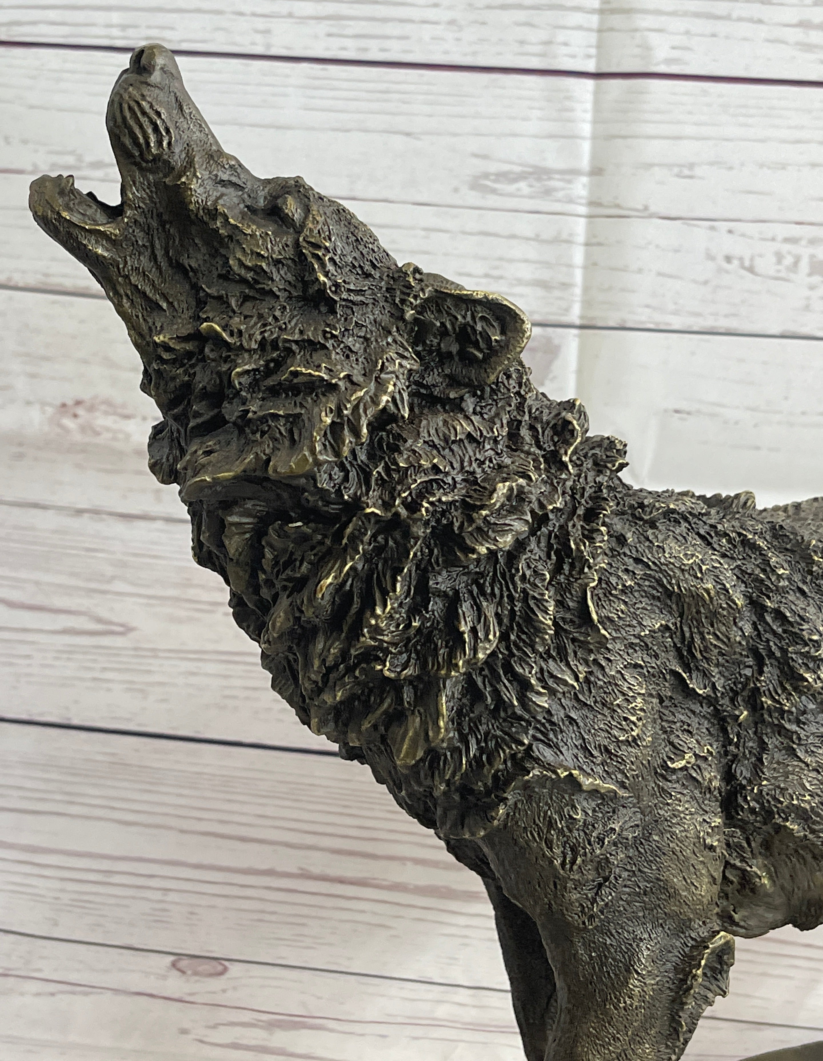 Extra Large Wild Animal Life Wolf Dog Bronze Sculpture