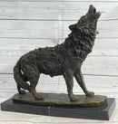 Extra Large Wild Animal Life Wolf Dog Bronze Sculpture