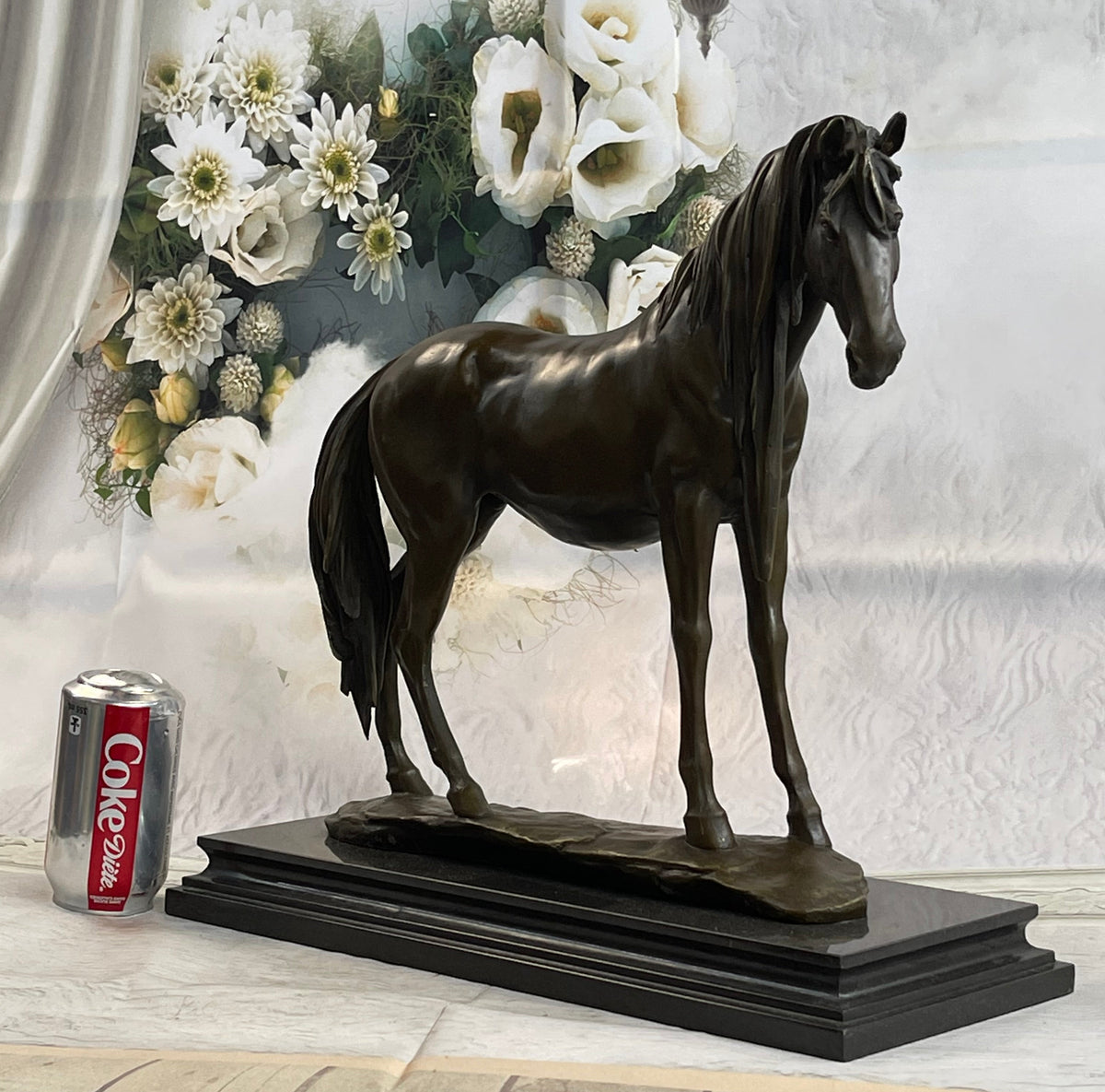 Signed Extra Large Arabian Horse Race Bronze Sculpture