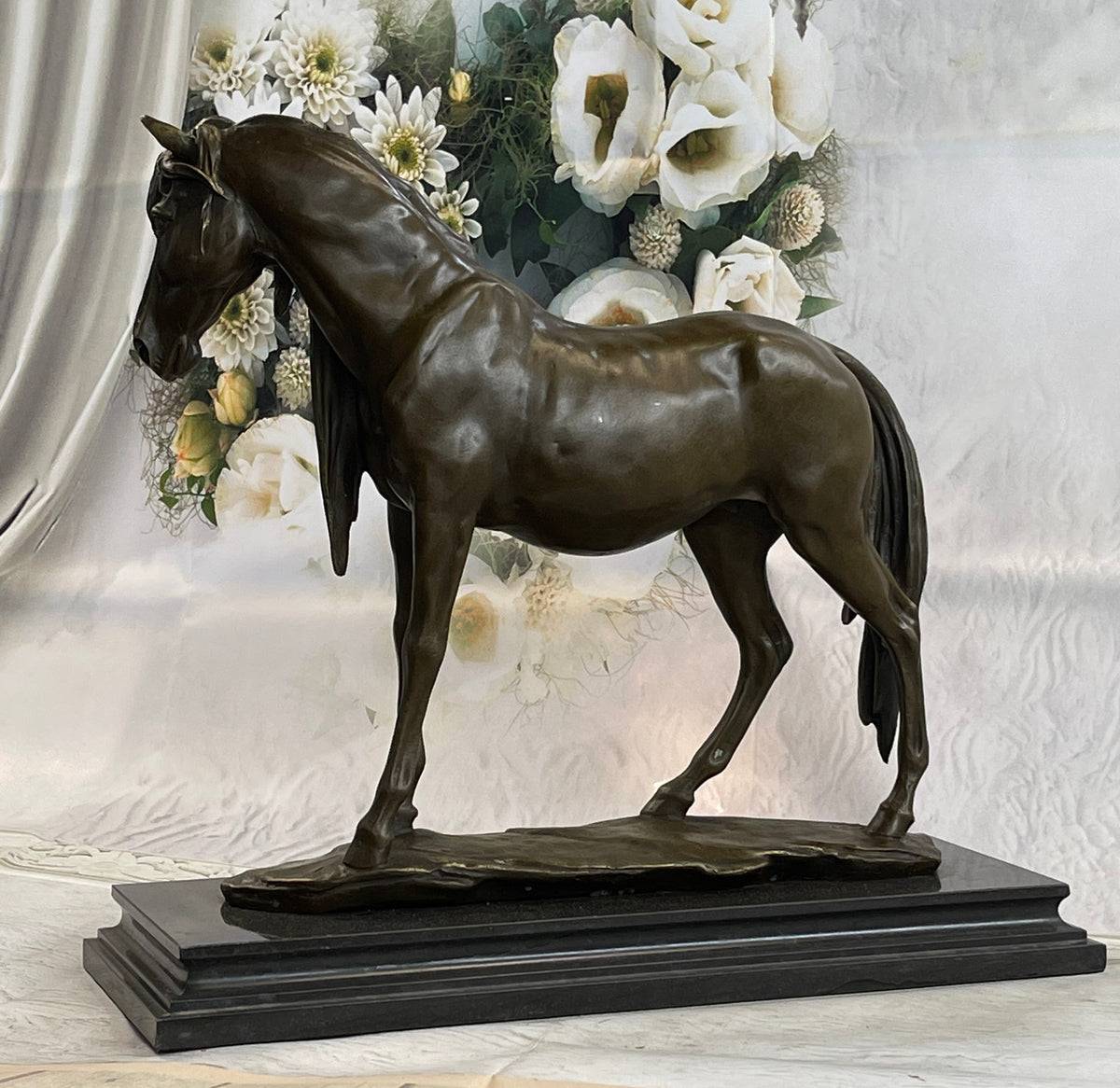 Signed Extra Large Arabian Horse Race Bronze Sculpture