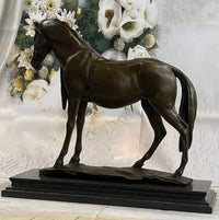 Signed Extra Large Arabian Horse Race Bronze Sculpture