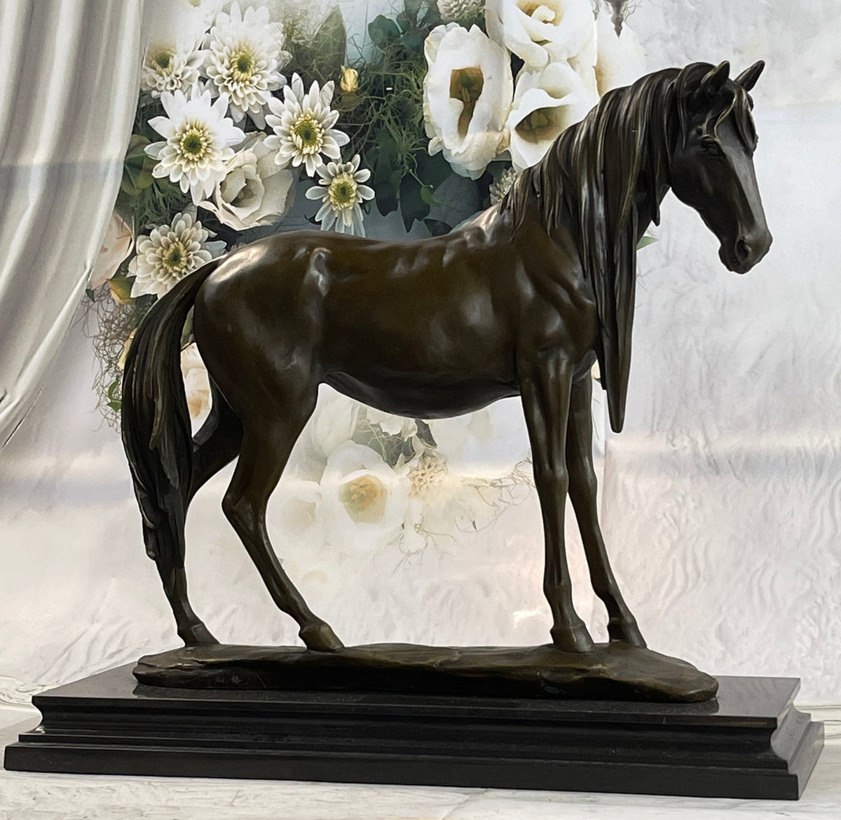 Signed Extra Large Arabian Horse Race Bronze Sculpture
