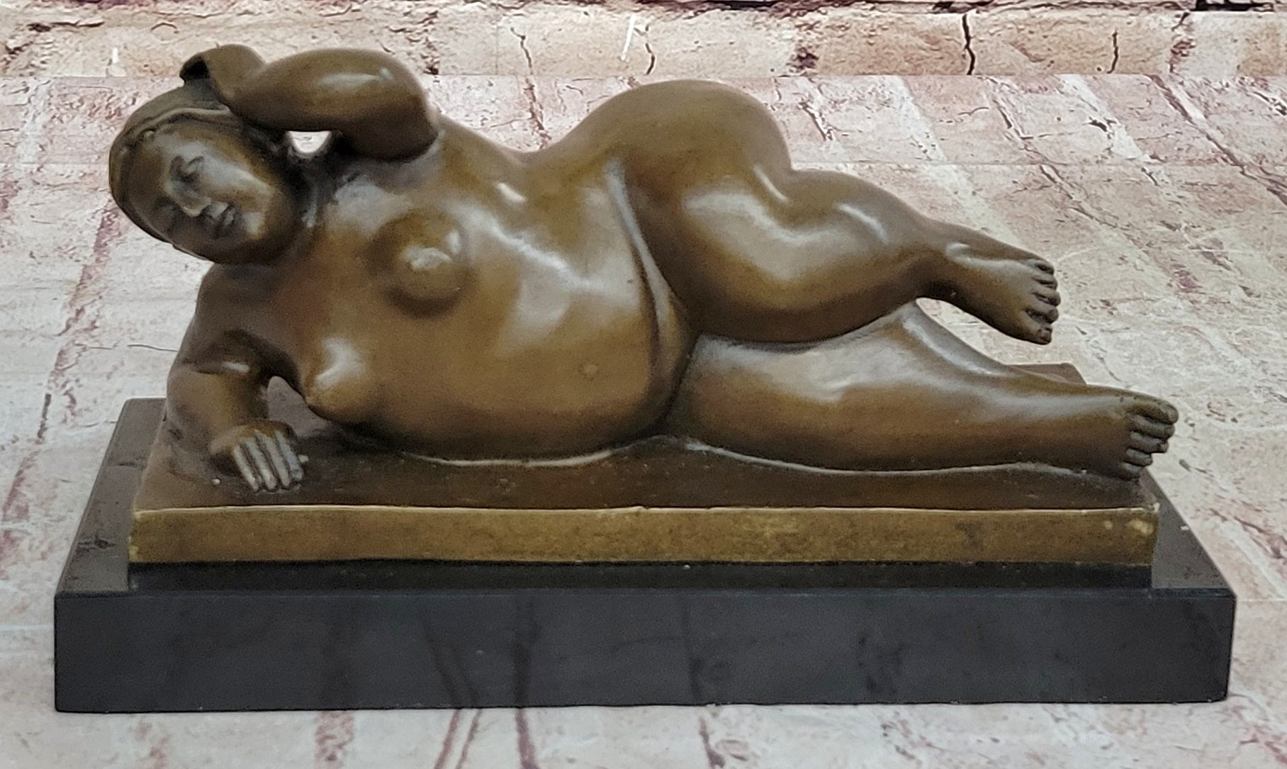 Chubby Nude Woman Laying on Her Side - Bronze Sculpture by Fernando Botero