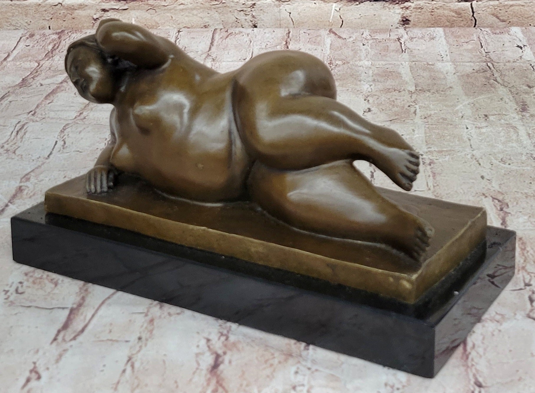 Chubby Nude Woman Laying on Her Side - Bronze Sculpture by Fernando Botero