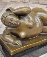 Chubby Nude Woman Laying on Her Side - Bronze Sculpture by Fernando Botero