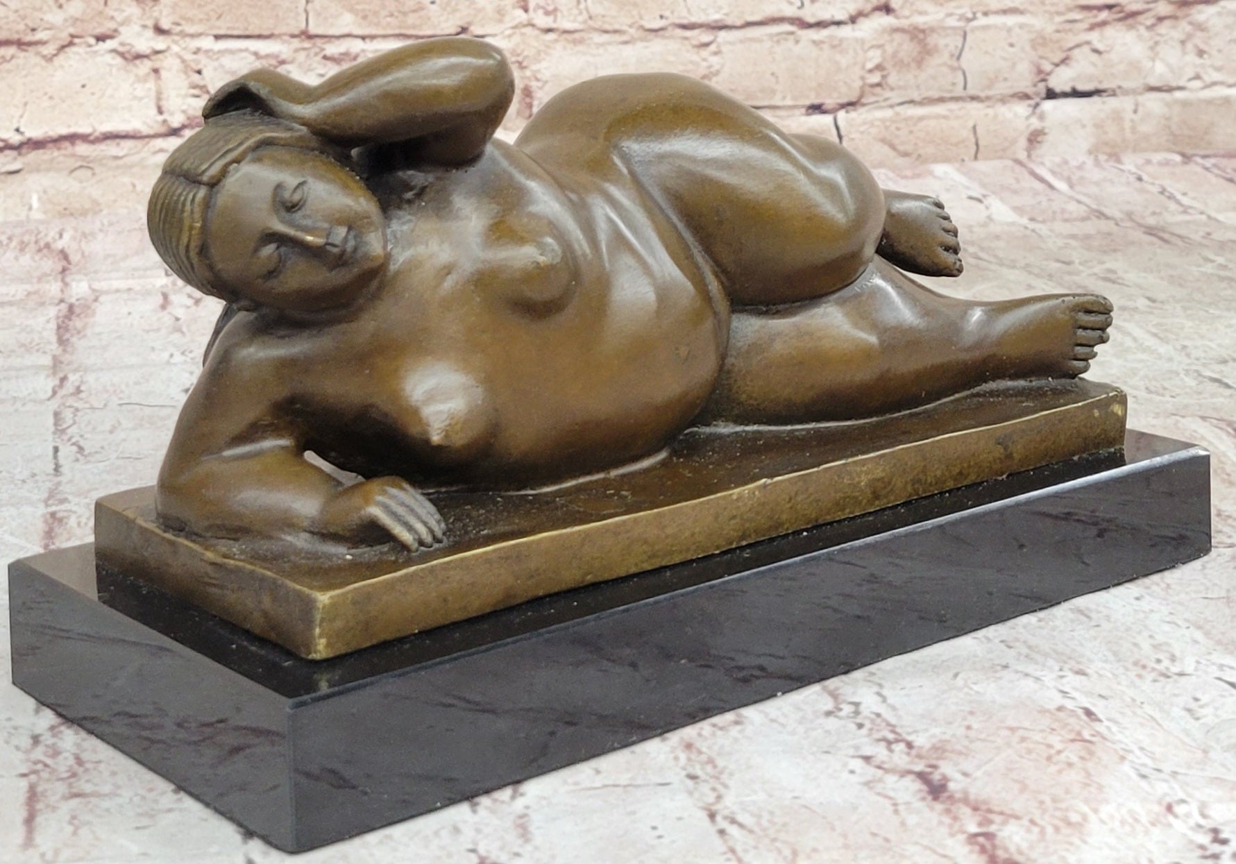 Chubby Nude Woman Laying on Her Side - Bronze Sculpture by Fernando Botero