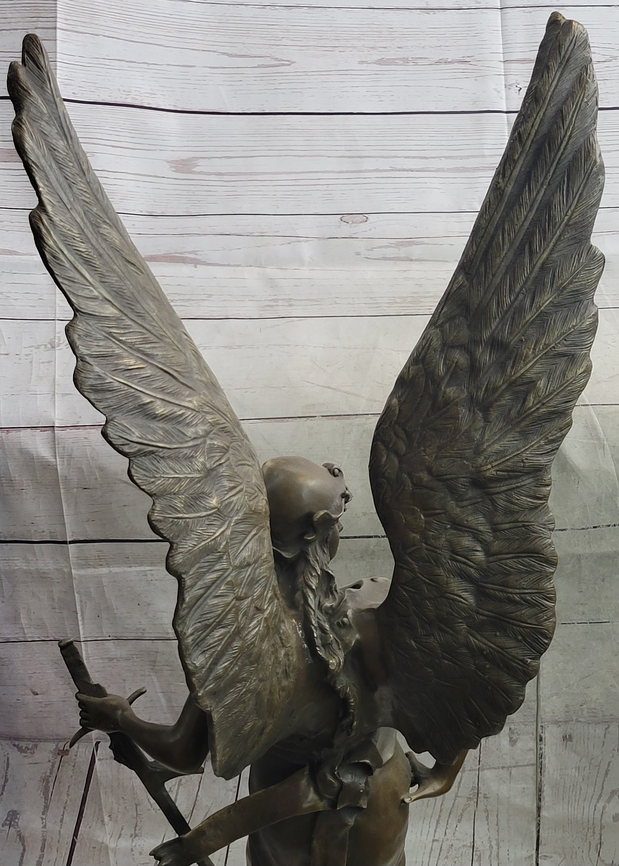 Winged Warrior Angel Archangel w/ Sword Bronze 37" x 13"