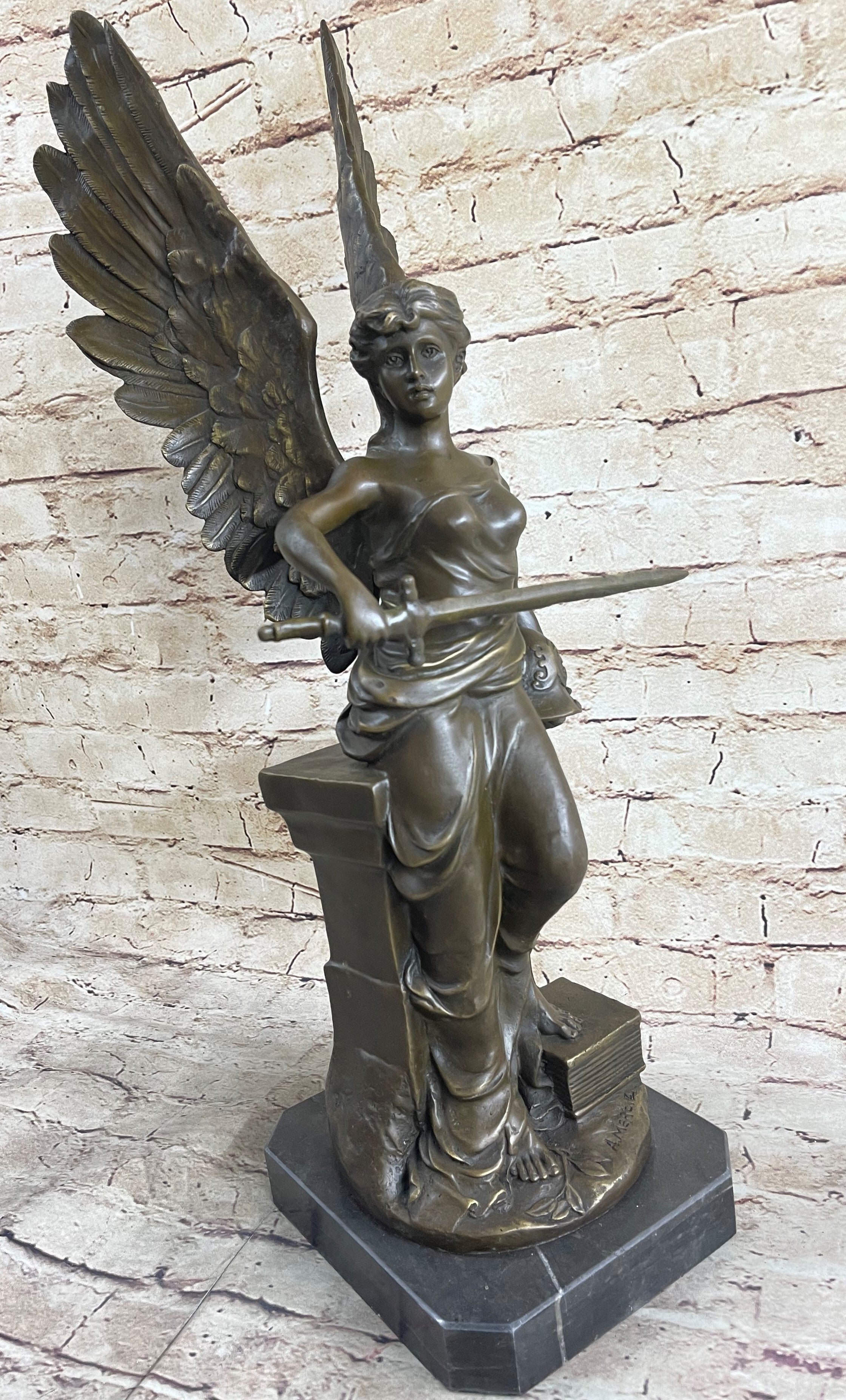 Winged Angel Warrior Goddess Nike Victory Bronze Sculpture