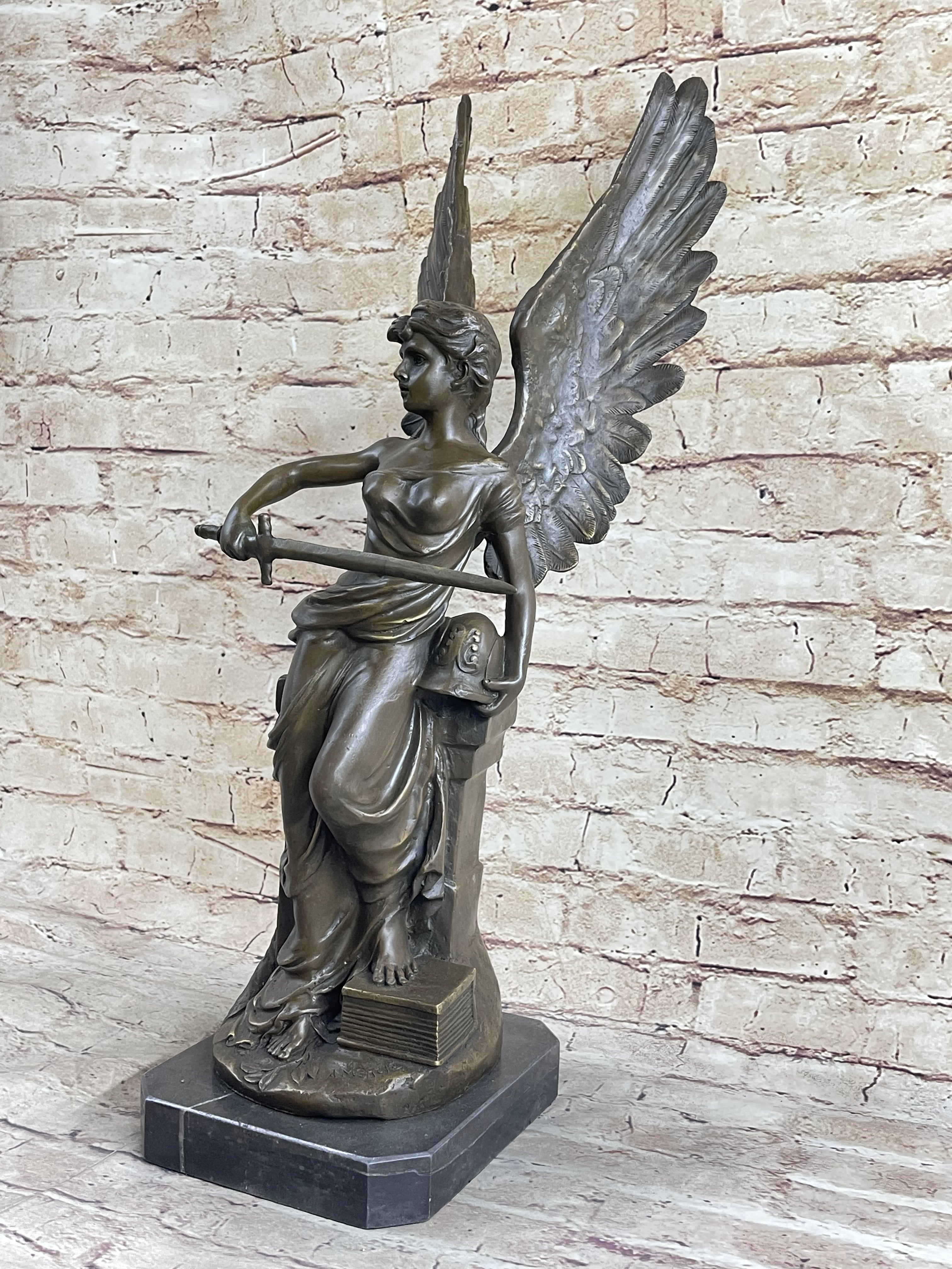 Winged Angel Warrior Goddess Nike Victory Bronze Sculpture