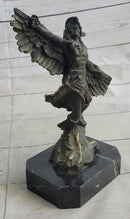 Native American Eagle Dancer Shaman Bronze Sculpture Marble Base