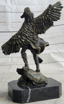 Native American Eagle Dancer Shaman Bronze Sculpture Marble Base