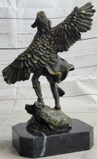 Native American Eagle Dancer Shaman Bronze Sculpture Marble Base