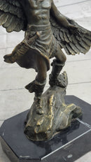 Native American Eagle Dancer Shaman Bronze Sculpture Marble Base