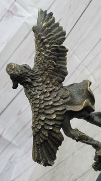 Native American Eagle Dancer Shaman Bronze Sculpture Marble Base