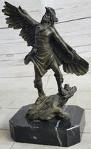 Native American Eagle Dancer Shaman Bronze Sculpture Marble Base