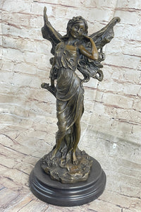 Fantasy Bronze Fairy Girl Sculpture Figure Signed Art
