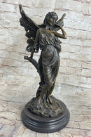 Fantasy Bronze Fairy Girl Sculpture Figure Signed Art