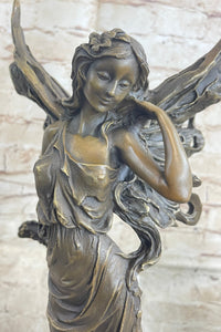 Fantasy Bronze Fairy Girl Sculpture Figure Signed Art